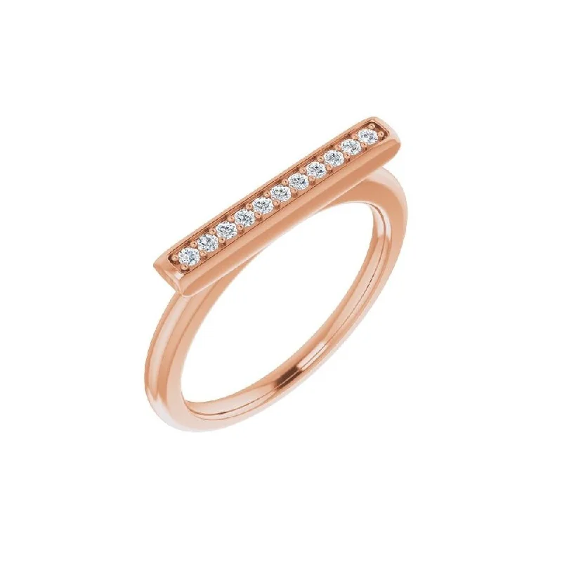 Women’s luxurious gold ring-14K Rose Gold 1/10 CTW Diamond Bar Ring for Women