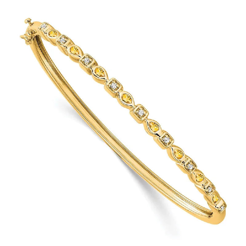 Women’s vintage bangle-14k Citrine and Diamond Bangle-WBC-BM7222-CI-011-YA