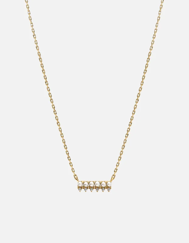 Women’s custom necklace-Aurea Pearl Necklace, 14k Gold Pavé