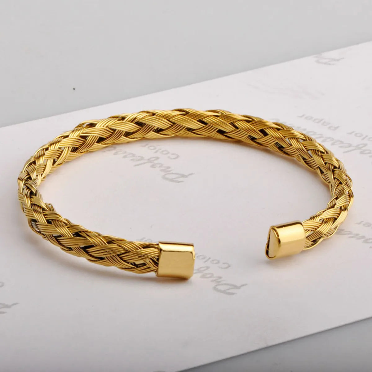 Women’s luxury bracelet-Wholesale Retro Solid Color Titanium Steel 18k Gold Plated Bangle