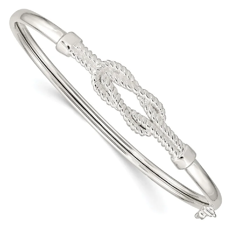 Women’s romantic bracelet-Sterling Silver Textured Love Flexible Knot Bangle-WBC-QB1248