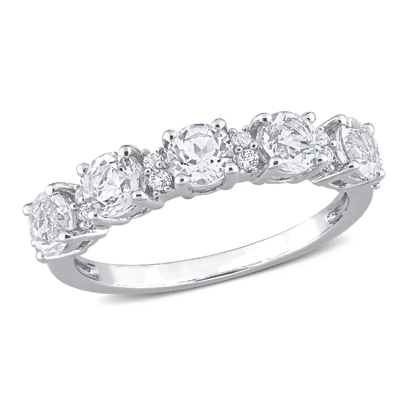 Women’s diamond eternity ring-Miadora 1 5/5ct TGW White Topaz Semi Eternity Ring in Sterling Silver