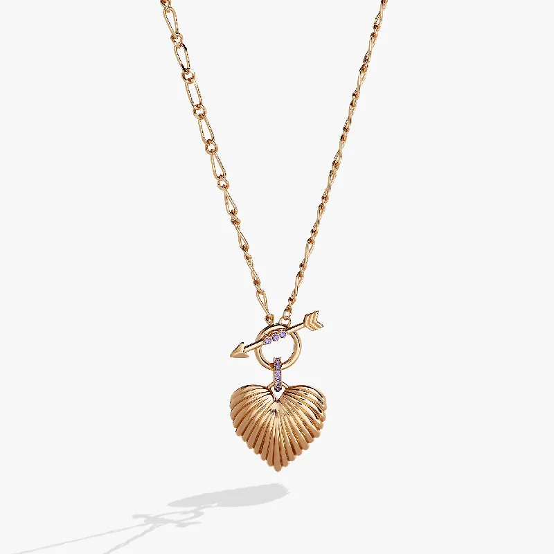 Women’s fashion necklace-Puffy Heart Toggle Necklace