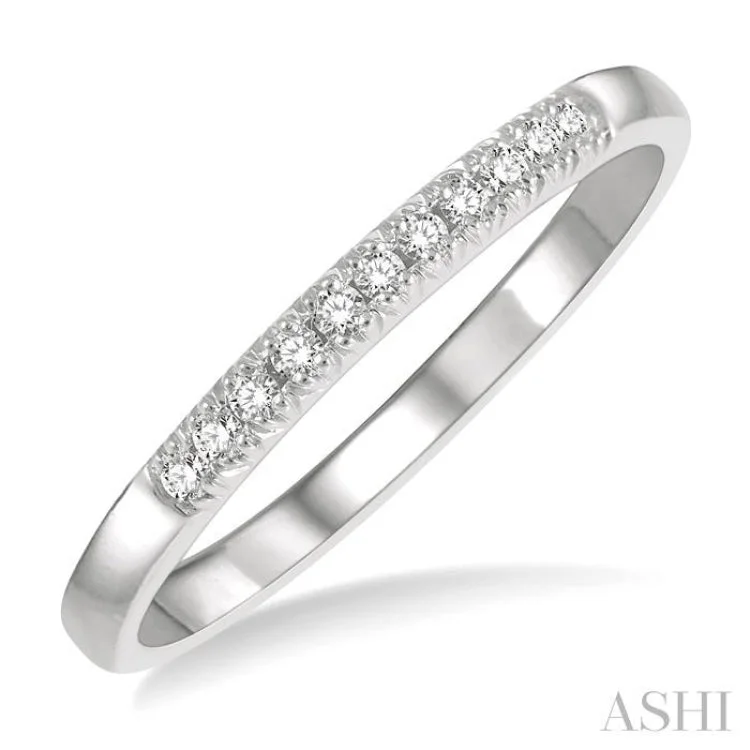 Women’s eternity band engagement rings-1/10 ctw 11 Stone Round Cut Diamond Wedding Band in 14K White Gold