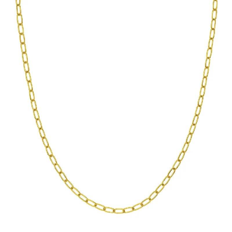 Women’s elegant pearl necklace-14K Yellow Gold 3.45mm Paperclip Chain Necklace