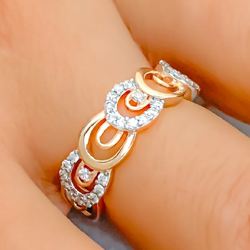 Women’s rose gold and diamond engagement rings-Gorgeous Looped 18K Rose Gold + Diamond Ring