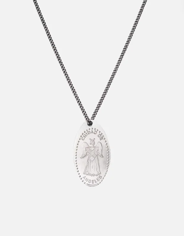 Women’s radiant necklace-Silver Penny Chain Necklace, Angel