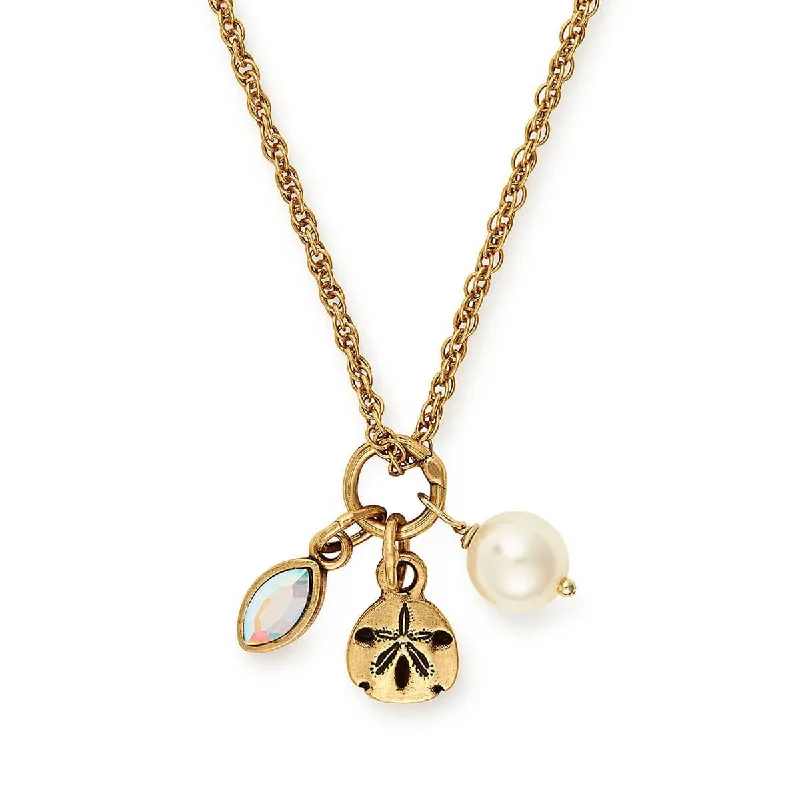 Women’s multi-layered necklace-Sand Dollar Trio Charm Necklace