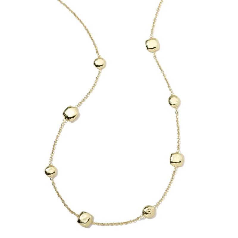 Women’s pearl necklace-18K Gold Short Hammered Pinball Chain Necklace