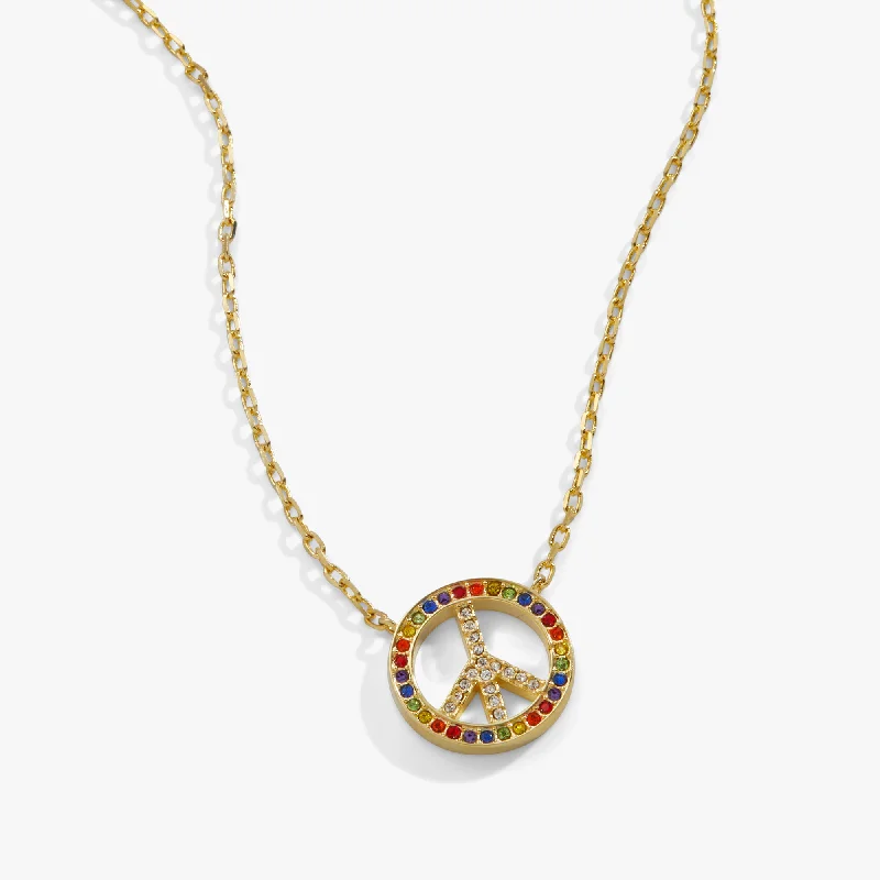 Women’s chunky gold necklace-Multicolor Peace Adjustable Necklace