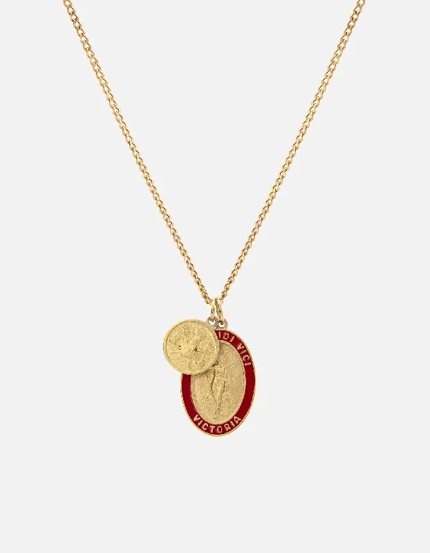 Women’s layered gold necklace-Victoria Necklace, Gold Vermeil/Red