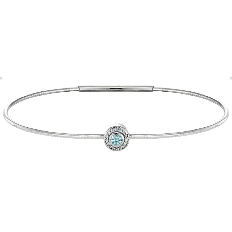 Women’s diamond bangle-Birth Gems Aquamarine Bangle