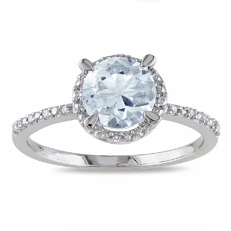 Women’s eternity ring-Miadora Sterling Silver Blue Round Aquamarine and Diamond Accent Ring