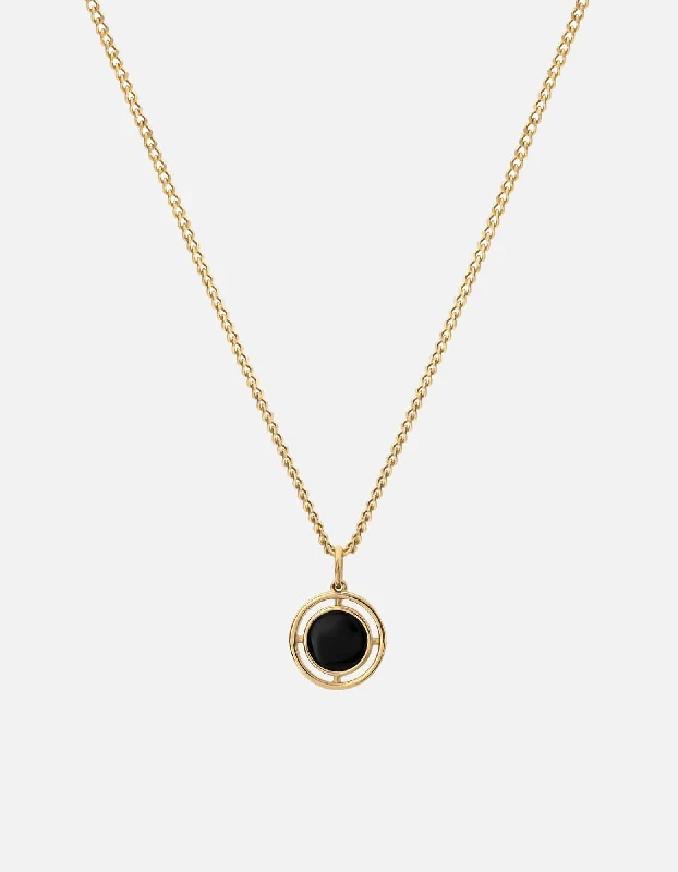 Women’s multi-layered necklace-Compass Onyx Necklace, Gold Vermeil