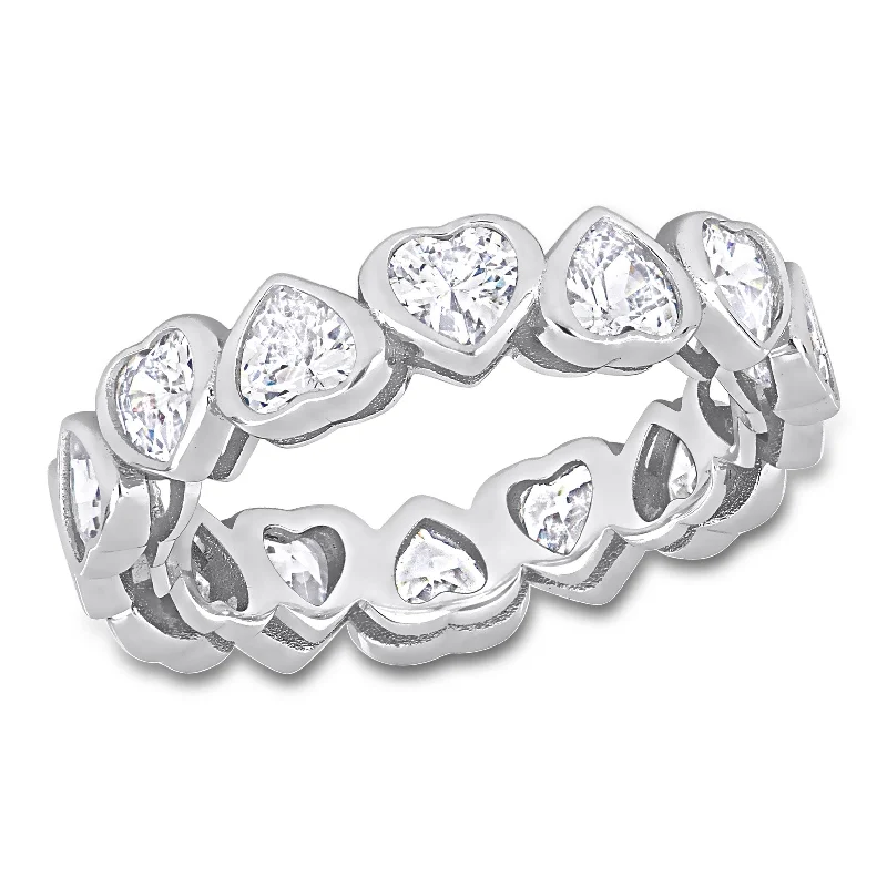 Women’s bridal ring-Miadora 4ct TGW Cubic Zirconia Heart Eternity Ring in Sterling Silver