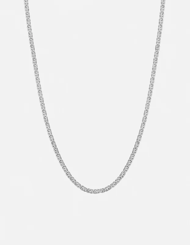 Women’s chunky necklace-Track Chain Necklace, Sterling Silver