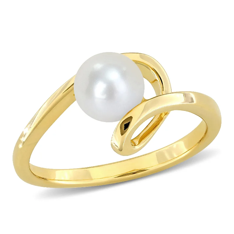 Women’s handcrafted ring-Miadora 6-6.5mm Cultured Freshwater Pearl Ring 10K Yellow Gold