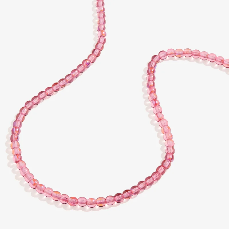 Women’s trendy necklace-Pink Coral Beaded Necklace, Adjustable