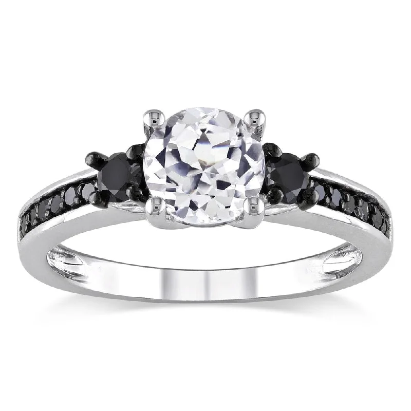 Women’s birthstone ring-Miadora Sterling Silver 1/3ct TDW Black Diamond and White Sapphire Ring