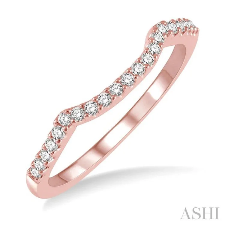 Women’s engagement rings with colored diamonds-1/6 ctw Crescent Round Cut Diamond Wedding Band in 14K Rose Gold