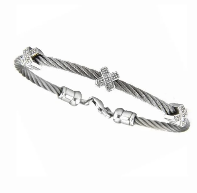 Women’s gem-stone bracelet-Diamond Cable Bangle