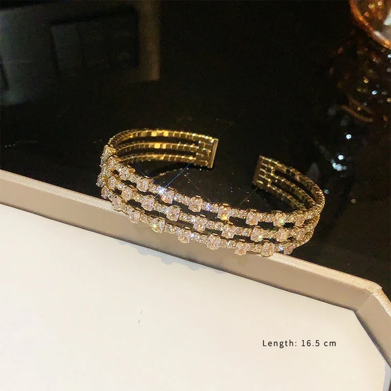 A2123 Gold Diamand Three-Layer Bracelet