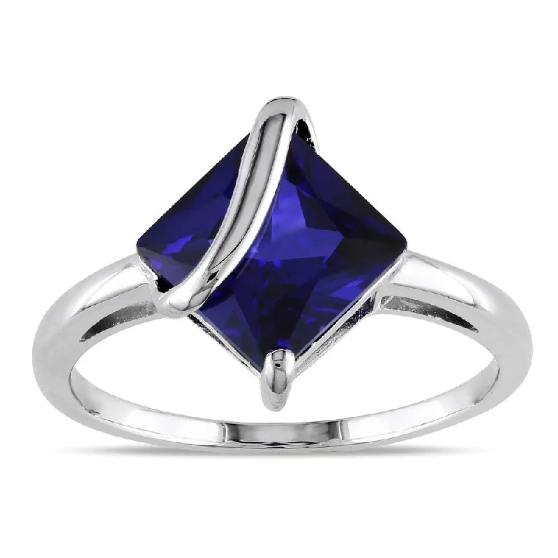 Women’s heart-shaped ring-Miadora Sterling Silver Created Sapphire Fashion Ring