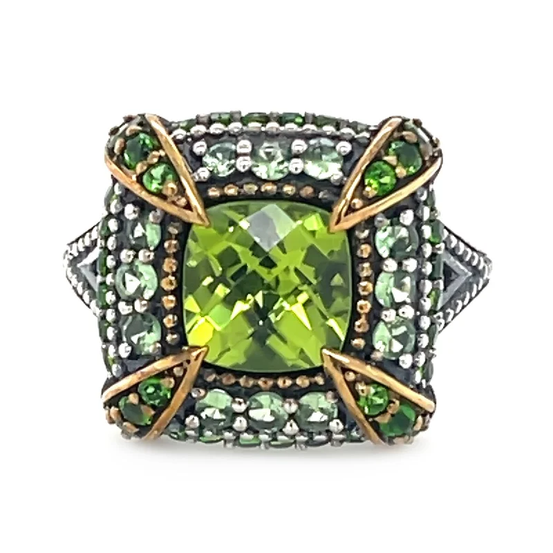 Women’s sapphire wedding ring-925 Sterling Silver Peridot, Tsavorite, Chrome Diopside Ring