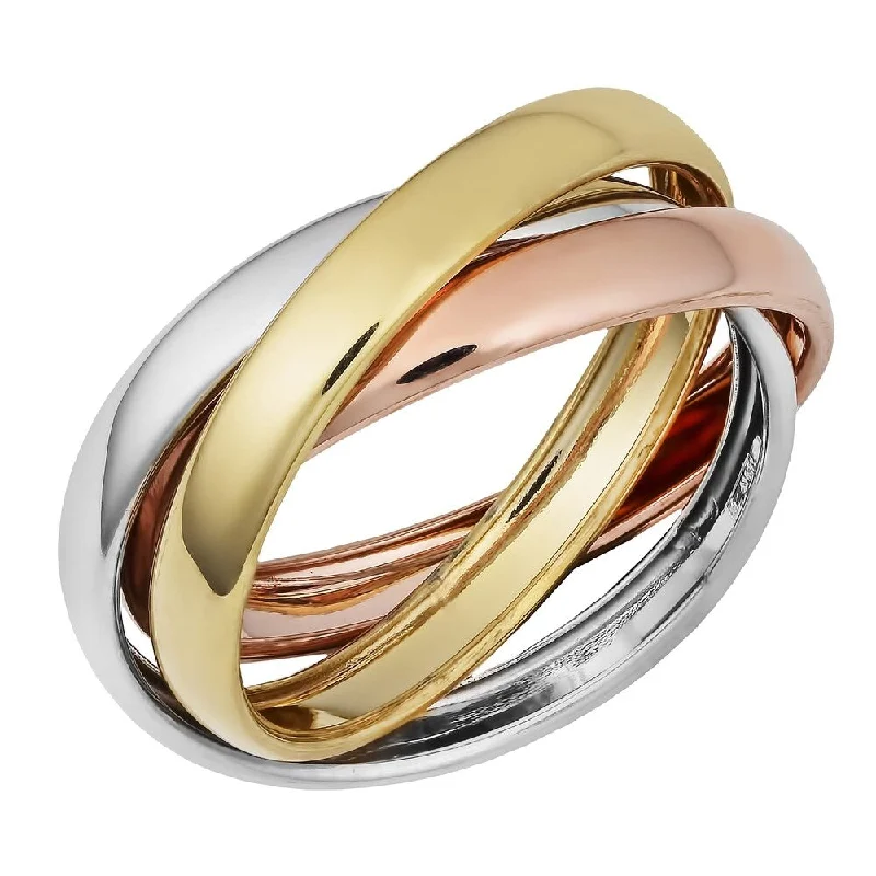 Women’s designer ring-Fremada 14k Tri-color Gold High Polish Intertwined Rolling Ring