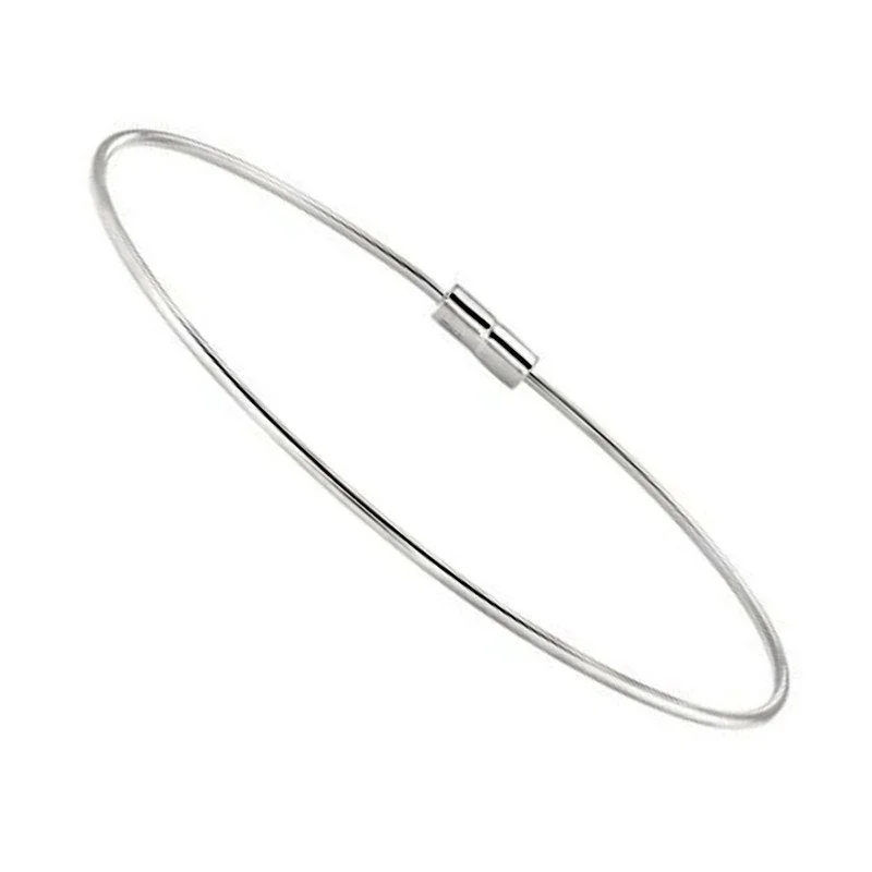 Women’s silver bangles-Birth Gems 6.5" Sterling Silver Bangle