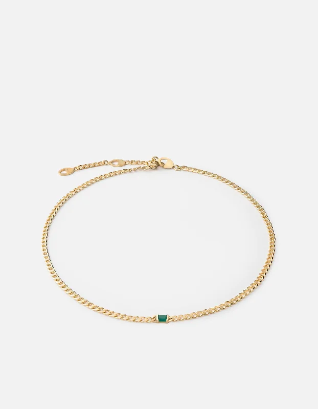 Women’s eternity necklace-Lyra Chalcedony Choker, Gold Vermeil