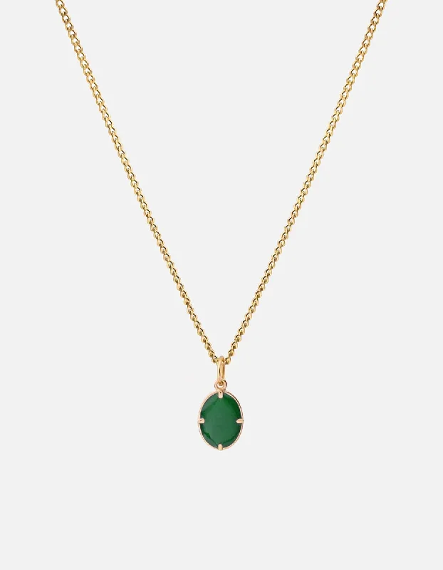 Women’s initial pendant necklace-Portal Pendant Necklace, Gold Vermeil/Green