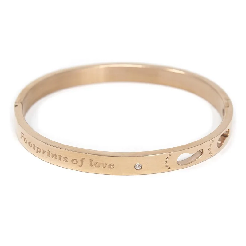 Women’s timeless bracelet-Stainless St Bangle Footprints Rose Gold Pl