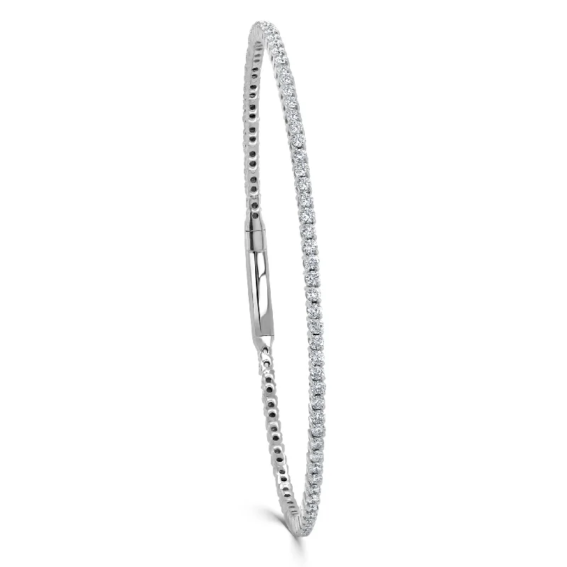 Women’s chunky bangles-Diamond Petite Eternity Flexible Bangle in 14K White Gold