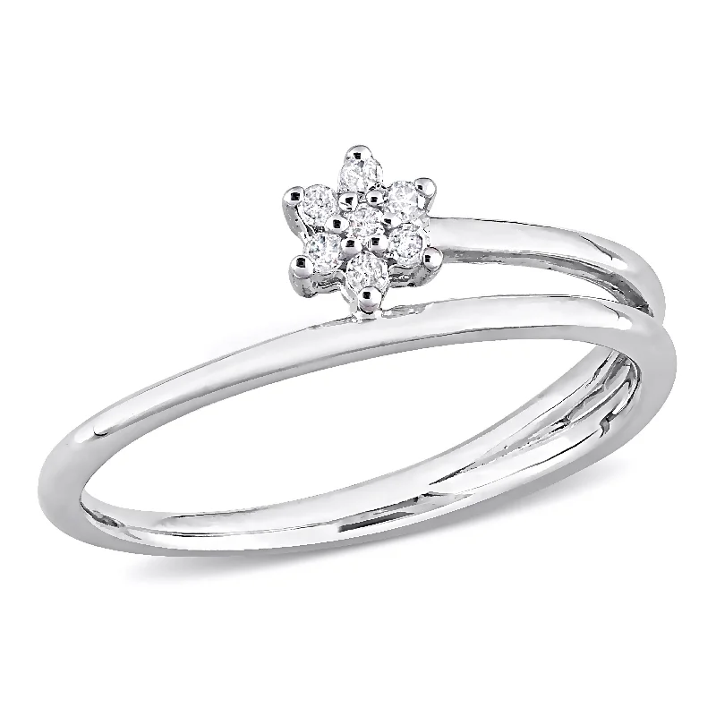 Women’s modern diamond ring-Miadora Diamond Accent Floral Promise Ring in Sterling Silver