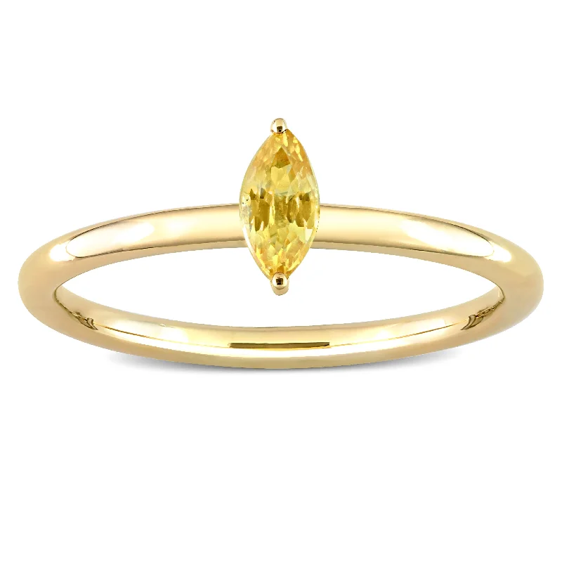 Women’s diamond-studded ring-Miadora 10k Yellow Gold Yellow Sapphire Solitaire Stackable Marquise Ring