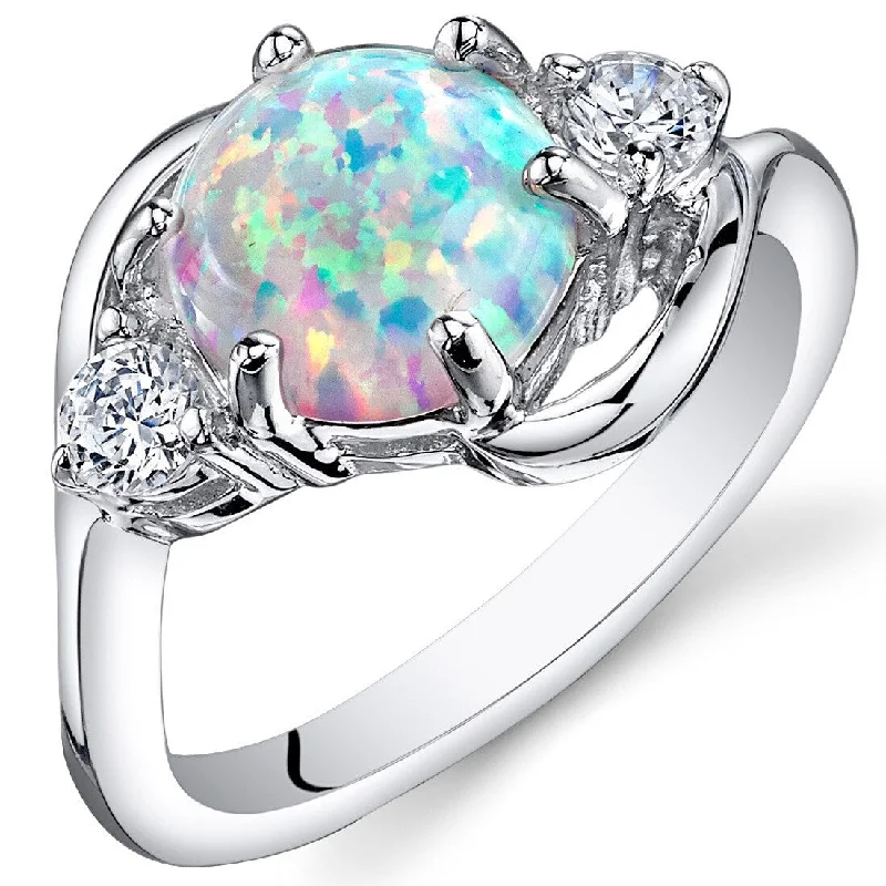 Women’s infinity ring-Sterling Silver 1.75 ct White Opal Ring