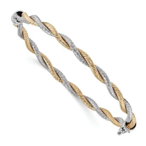 Women’s adjustable bracelet-Leslie's 14k Two-Tone Textured Hinged Bangle