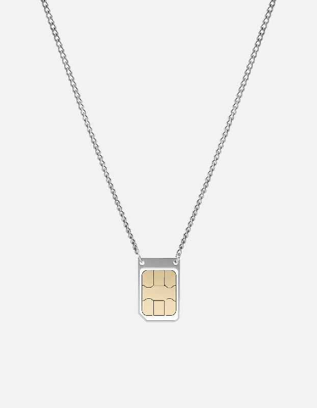 Women’s chain necklace-SIM Card Necklace, Sterling Silver