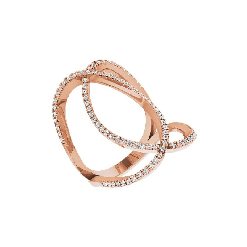 Women’s heirloom ring-14K Rose Gold 3/8 CTW Diamond Freeform Ring for Women