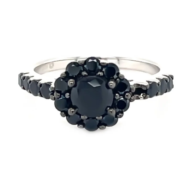 Women’s anniversary band ring-925 Sterling Silver Black Spinel Ring