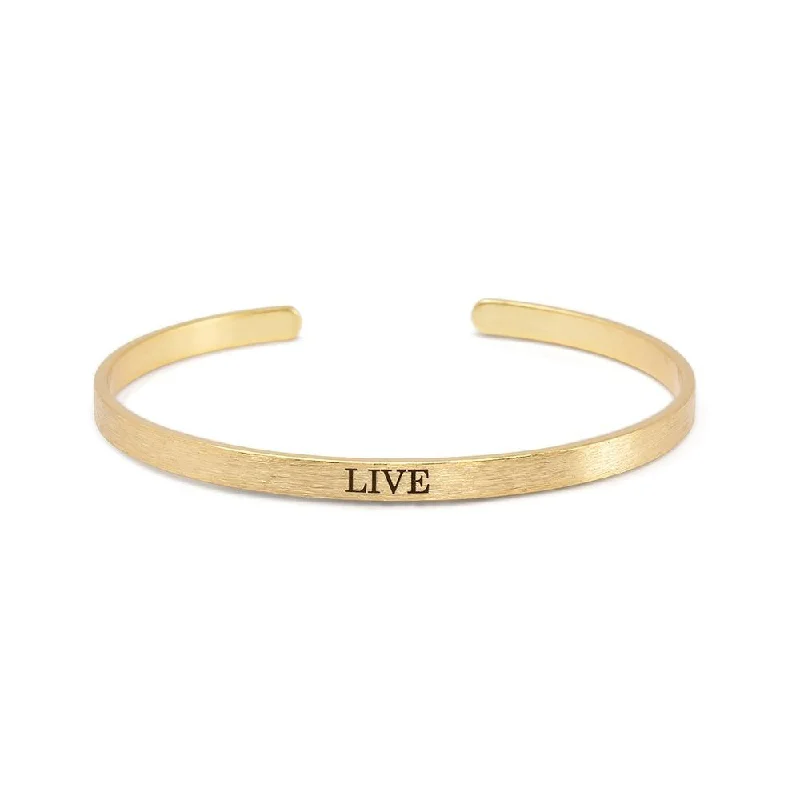 Women’s silver bangles-Stacka Brushed Brass Bangle LIVE 4MM Gold Plated