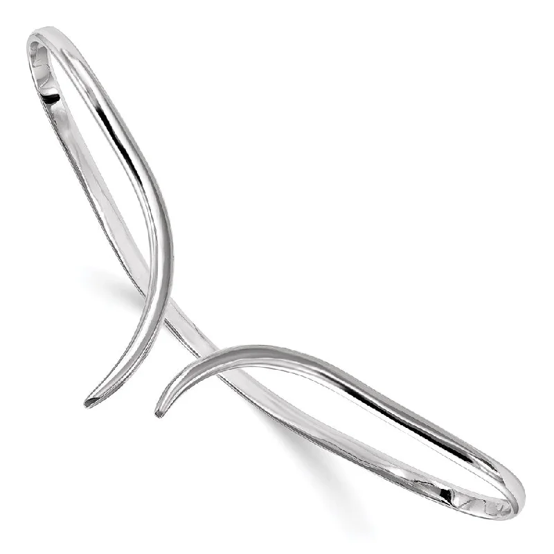 Women’s geometric bracelet-Sterling Silver Rhodium-plated Polished Palm Bangle-WBC-QB1130