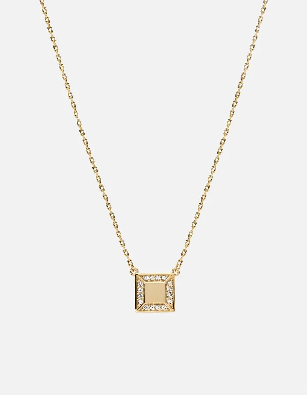 Women’s vintage necklace-Aria Necklace, 14k Gold Pavé