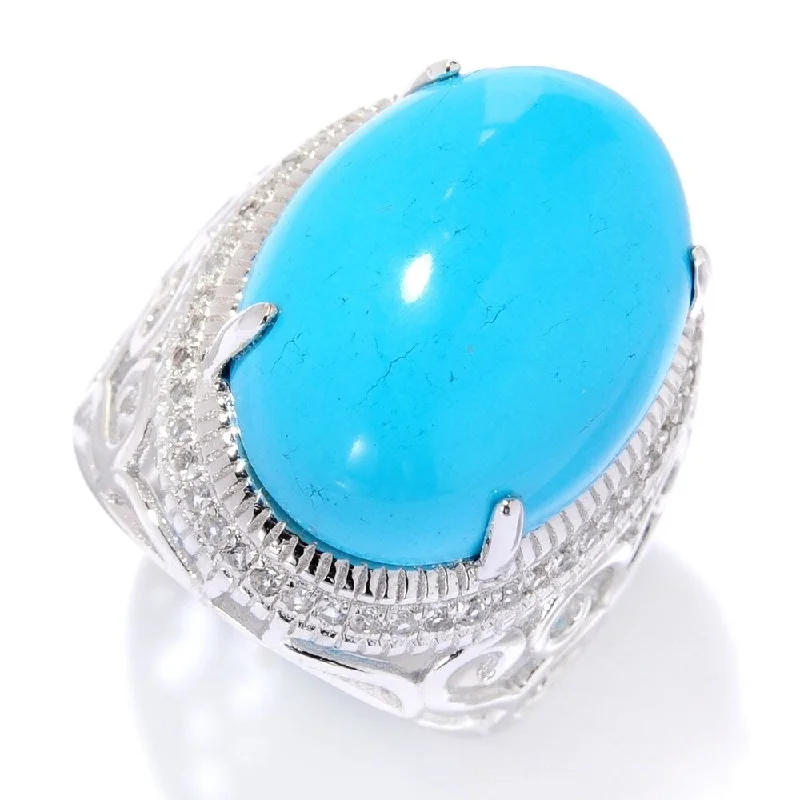 Women’s engagement ring-Sterling Silver Sonora Beauty Turquoise & White Topaz Ring