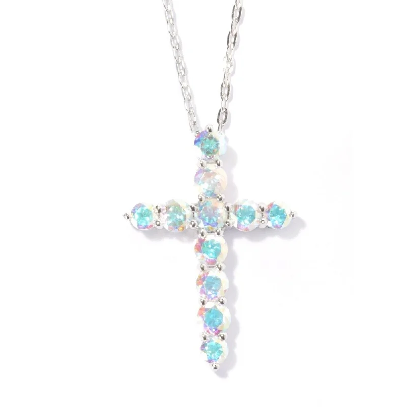 Women’s vintage-inspired ring-Stering Silver Opal Topaz Cross Necklace