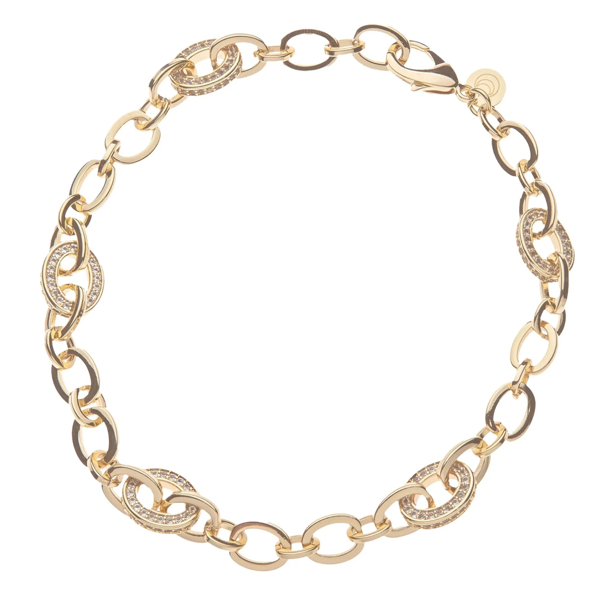 Women’s minimalist necklace-Jane Win Embellished Chunky Link Chain Necklace