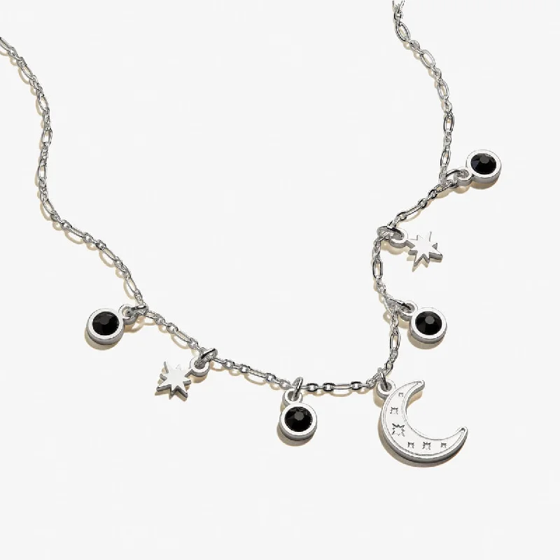 Women’s trendy necklace-Moon + Crystal Delicate Necklace