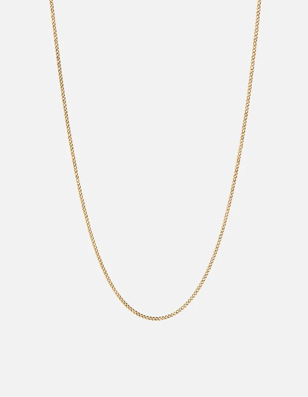 Women’s silver pendant necklace-1.3mm Cuban Chain Necklace, Gold