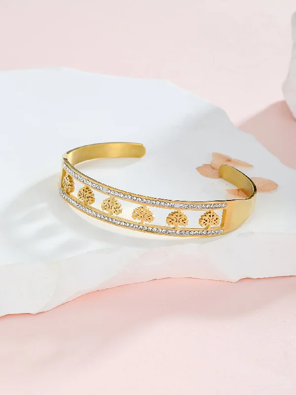 Women’s adjustable bracelet-Simple Style Classic Style Solid Color Stainless Steel Plating Inlay Zircon 18k Gold Plated Bangle